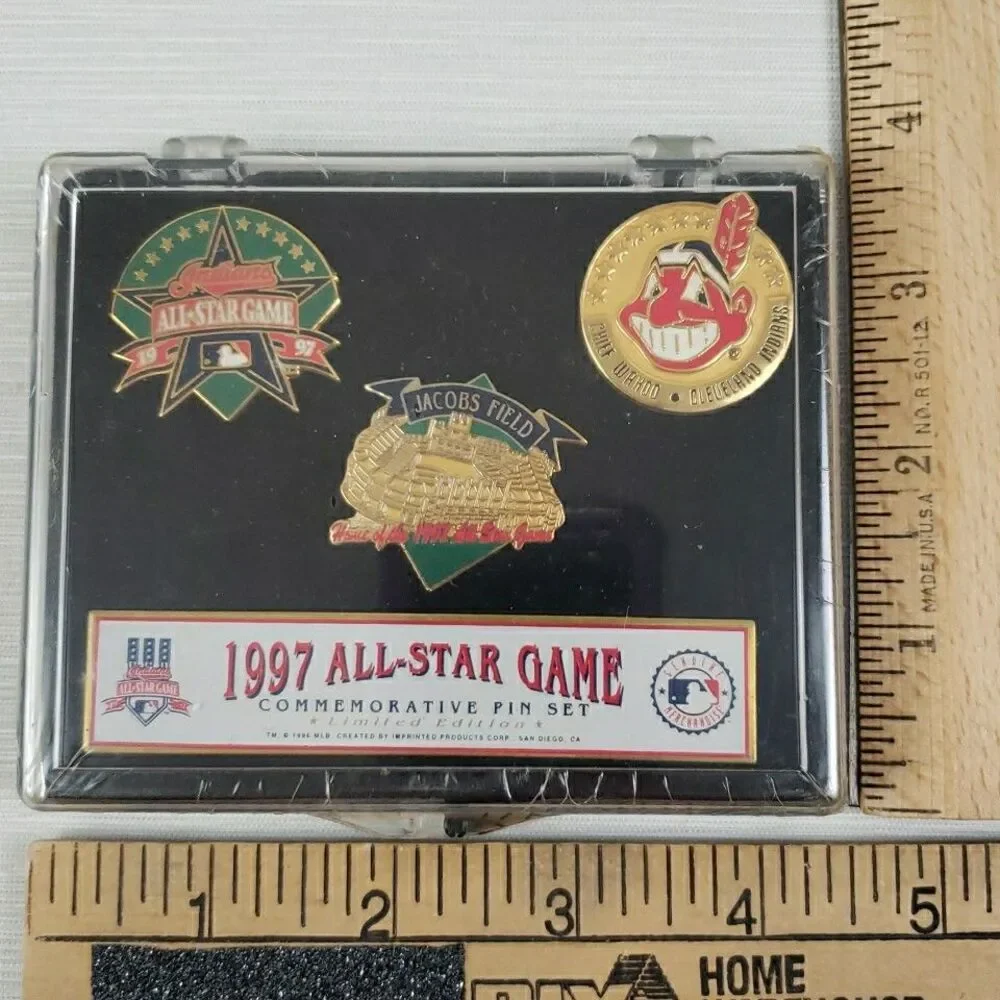 Cleveland Indians 1997 All Star Commemorative Pins 3 Pc Set MLB Jacob's Field